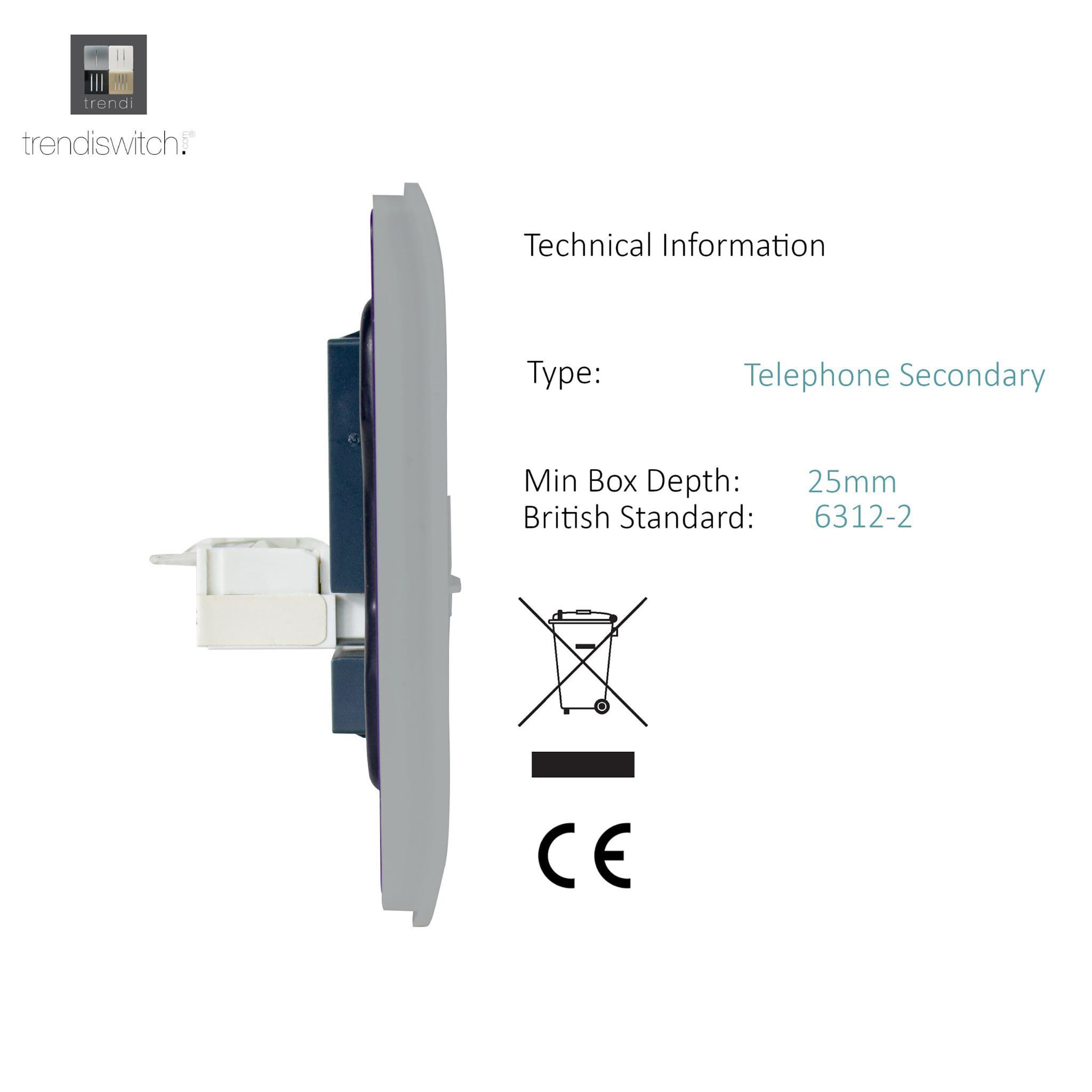 Single PC Ethernet Cat 5 & 6 Data Outlet Brushed Steel ART-PCBS  Trendi Brushed Steel